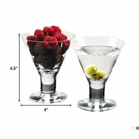 Homeroots 6 oz 6 oz Mouth Blown Crystal Martini or Dessert Servers, Set of 4 375718